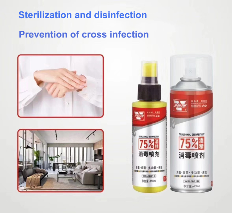 118ml aerosol 75% alcohol disinfection spray